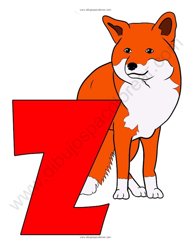 Letra Z Zorro abecedario dibujo a color y para colorear